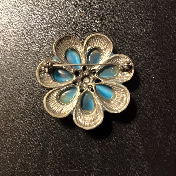 70’s Vintage Retro Blue Stone Brooch - Picture 2 of 5